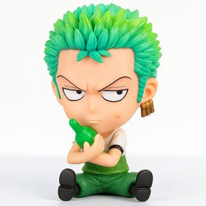 Chibi Style Green Hair Mini Figurine | Personalized Kawaii Collectible with Name Tag & Gift Wrap | Cute Anime-Inspired Decor