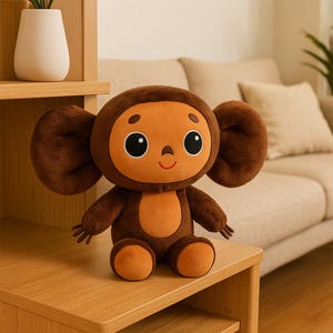 Stuffie Buddy Cheburashka Plush Toy Soft Cuddly Cartoon Character Doll – Kawaii Big Ear Stuffed Animal Gift for Kids & Collectors