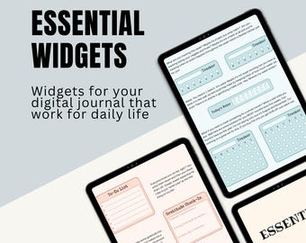 Essential Widget Pastel Digital Planner Sticker iPad Goodnotes Vorgeschnittene Aufkleber Bullet Journal PNGs