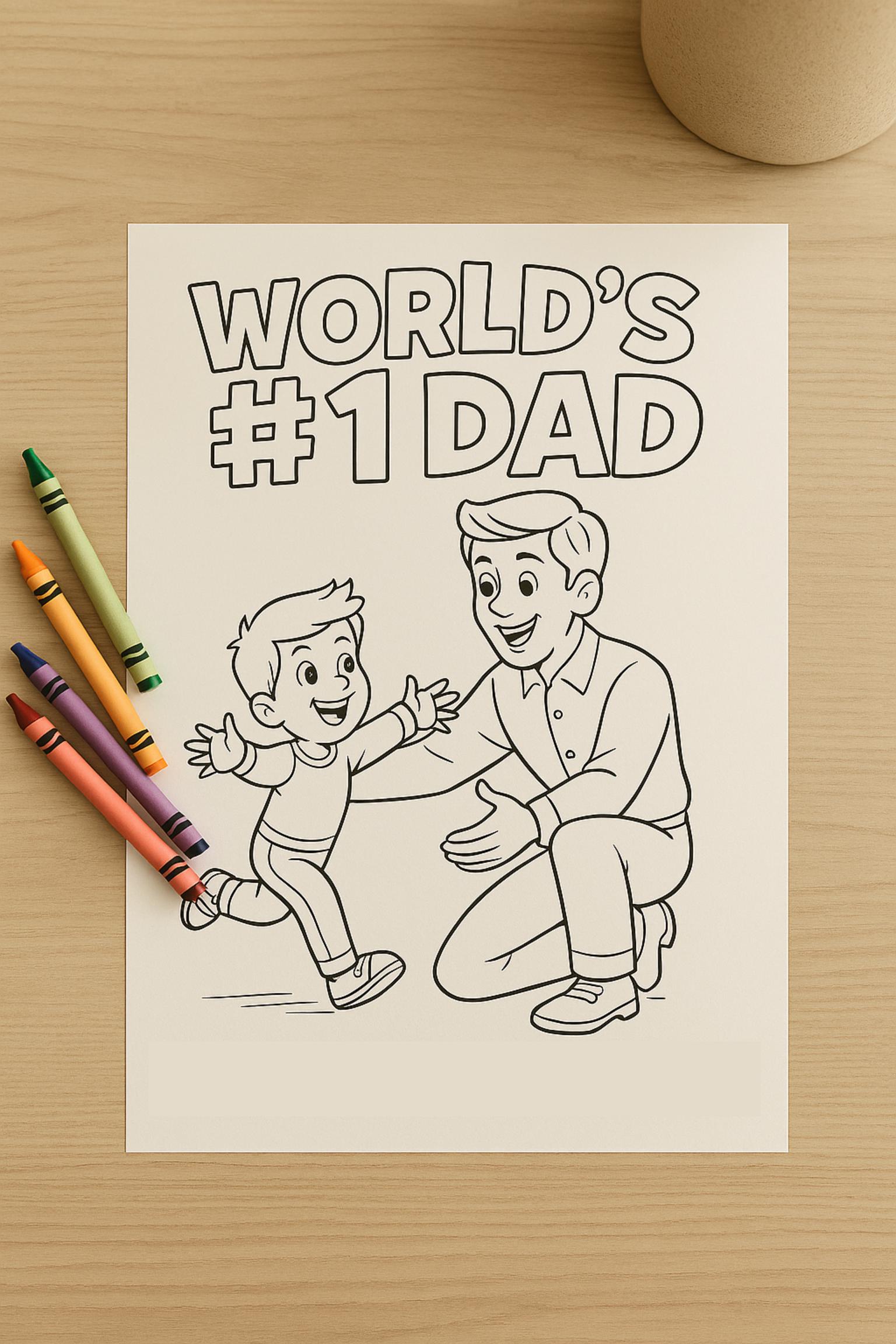 Father’s Day Coloring Page for Kids | Printable Dad and Child Activity ...