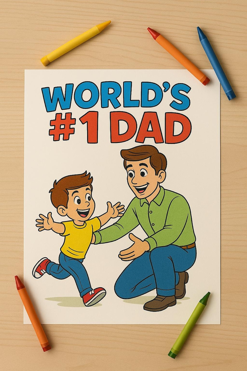 Father’s Day Coloring Page for Kids | Printable Dad and Child Activity ...