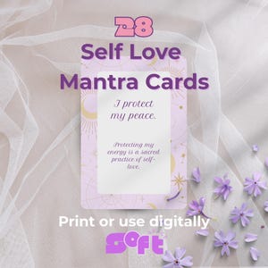 Cartes de mantra d'amour-propre de 28 jours | Jeu d'affirmations imprimable | Citations de guérison en douceur PDF + PNG | Soutien quotidien en matière de santé mentale