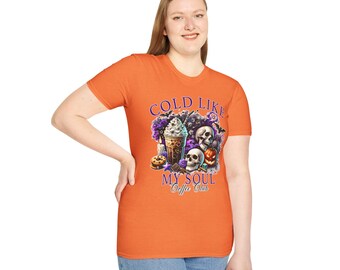 Cold Like My Soul Halloween T-Shirt, Spooky Coffee Lover Tee