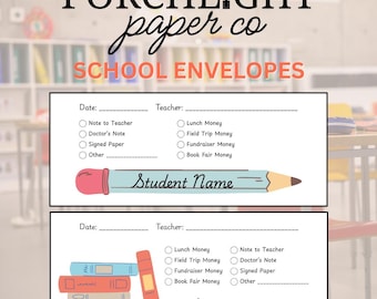 Editable School Money Envelope Template | Printable School Note Envelopes for Parents | Canva Template | Instant Download