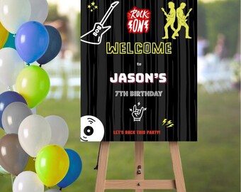 Letrero de bienvenida personalizado para fiesta de estrella de rock / Decoración de entrada con temática de estrella de rock