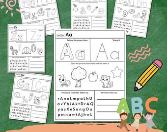 Alphabet Handwriting Practice Printables for Preschool (Digital Download)