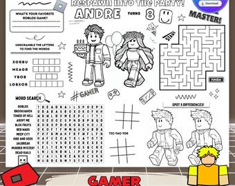Mantel individual con temática de videojuegos / Mantel para colorear para fiestas infantiles