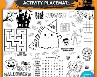 Halloween Activity Coloring Page for Kids (Editable Name Only)