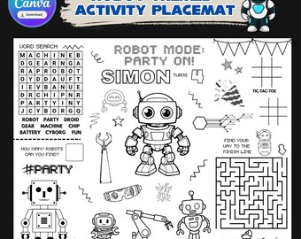 Juegos de colorear con temática de robots para fiestas / Descarga digital