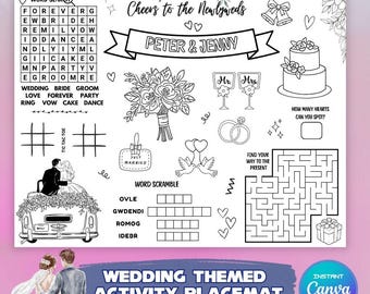 Juegos y actividades para colorear sobre bodas para niños / Descarga digital