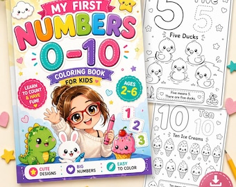 Numbers 0–10 Coloring Book for Kids | Learn to Count Printable | Preschool Activity Workbook | Kawaii Cute PDF | Ages 2–6