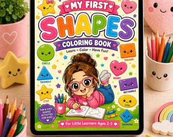 My First Shapes Coloring Book for Kids | Learn Shapes Printable PDF | Preschool Activity | Kawaii Coloring Pages | Ages 2–5