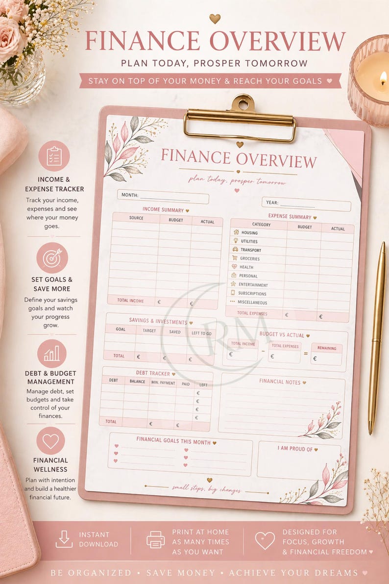 Bloom & Balance Planner | Printable Planner A4 | Digital Planner PDF ...