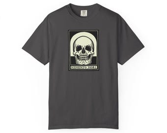 Memento Mori Skull Shirt Woodcut Style Stoic Philosophy Tee Gothic Illustration