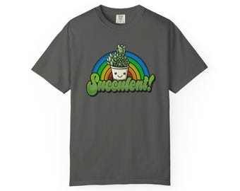 Succulent Shirt Cute Kawaii Plant Tee Happy Illustration Comfort Colors Graphic