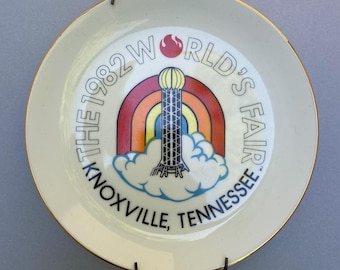 Plato decorativo de la Feria Mundial de Knoxville de 1982, Sunsphere Rainbow, recuerdo vintage de Tennessee para colgar en la pared, Expo 82