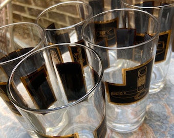 Vintage Set of 6 Telephone Glasses