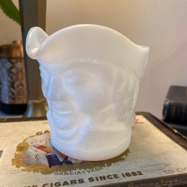 Vintage Federal Heat Proof Milk Glass Toby Jug