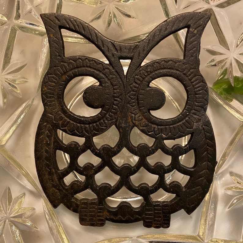 Vintage Cast Iron Owl Trivet Etsy