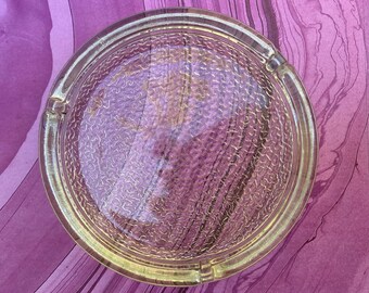 Vintage Textured Glass Ashtray Mid Century Clear Glass Ashtray Atomic Smoking Tray Retro Barware Catchall Dish