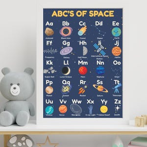 ABC del espacio / Póster del alfabeto / Decoración del aula / Astronomía / Educativo / Pósteres para el aula / Póster Montessori / Descarga digital