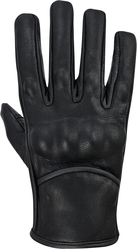 Deerskin Leather Motorcycle Gloves: Rubberized Knuckle Protection