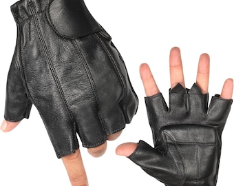 SCHOTT N.Y.C 1980s Men Winter GLOVES & Logo ~ Black Leather