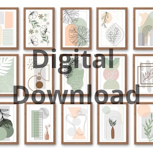 Lot de 100 affiches murales de plantes bohèmes, art mural numérique de style minimaliste