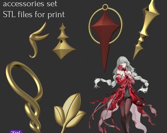 Wuthering Waves Phrolova cosplay accessories set STL files for 3D printing