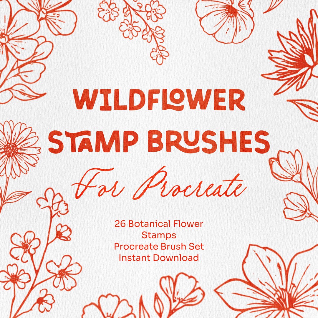 26 Wildflower Stamp Brushes for Procreate | Botanical Flower Stamps ...