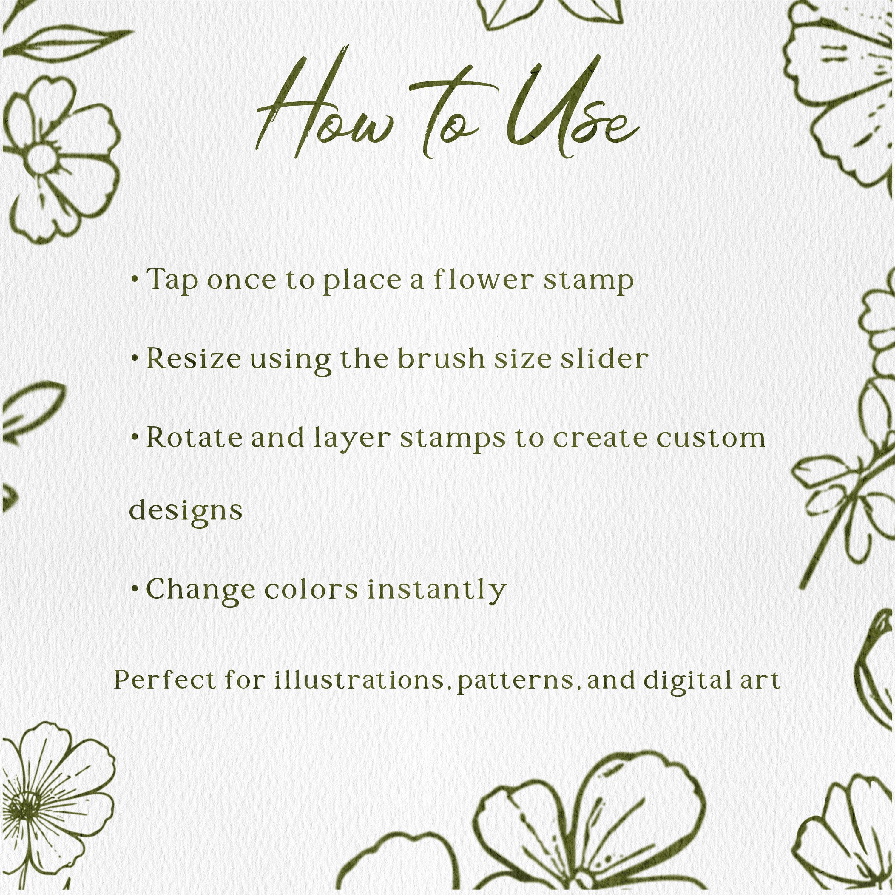 26 Wildflower Stamp Brushes for Procreate | Botanical Flower Stamps ...