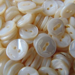 Four Dozen Bulk New Old Stock Mother of Pearl Carved Small Buttons