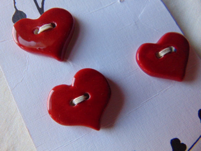 Handmade Ceramic Buttons Cherry Heart Strawberries