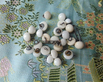 Twenty White China Antique Shoe Buttons