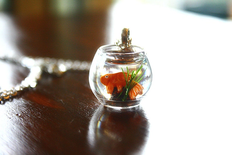 Goldfish in a Bowl Necklace Etsy