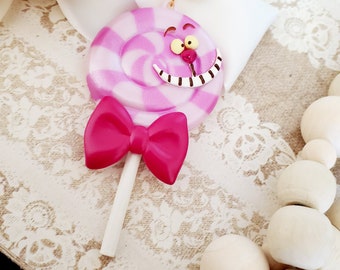 Alice in the Wonderland Cheshire Cat lollipop mirror necklace