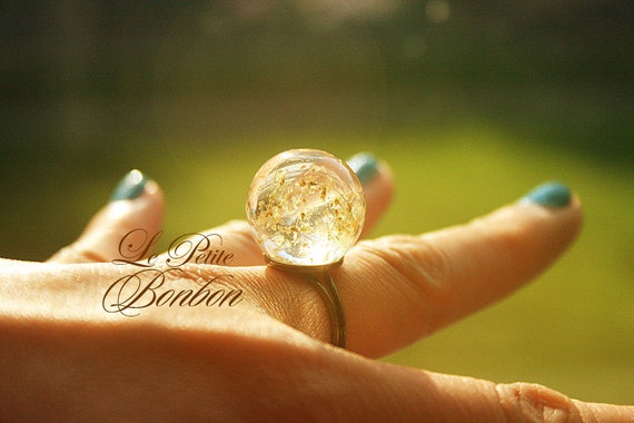 Dandelions Dried Pollen Glass Ball Ring Etsy Canada