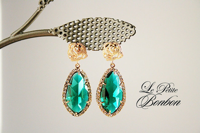 Leah earrings in green emerald May birthstone