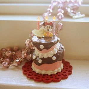 Minnie Chocolate Strawberry icing 2 tiered birthday cake necklace