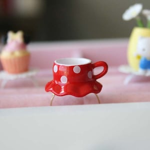 Minnie Mouse polkadots skirt teacup ring