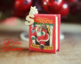 Santa The Night Before Christmas story book with initial necklace