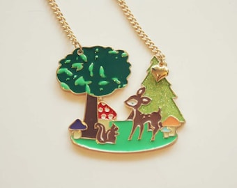 Bambi deer fawn in the enchanted forest necklace