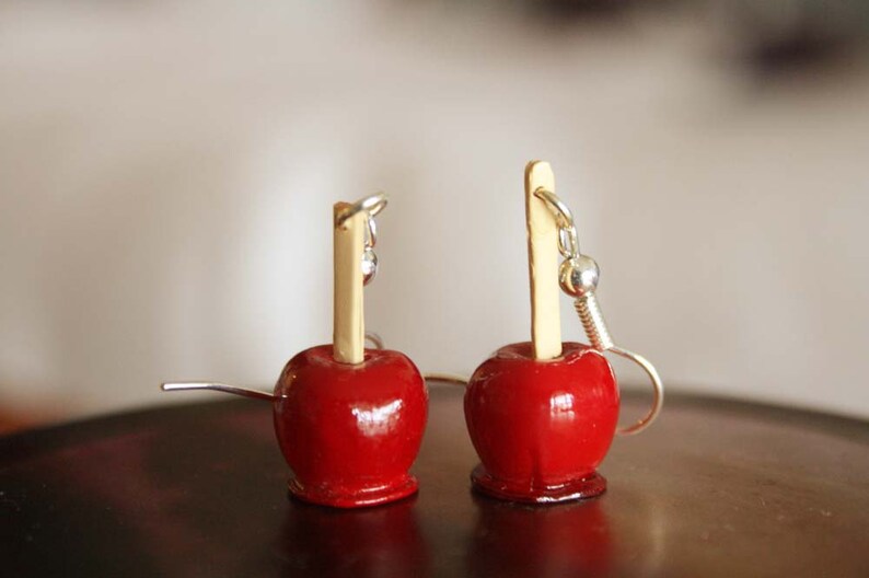 Candy apple on a stick earrings Etsy