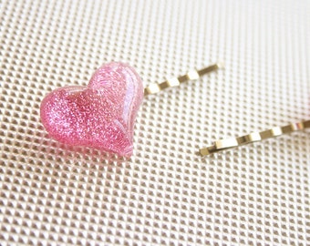 Glitter heart bobby hair pin (PICK 1)