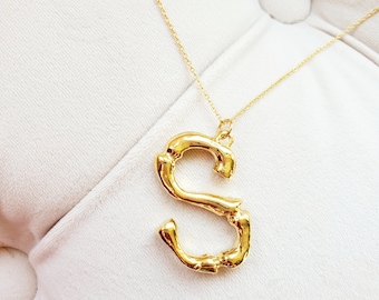 Huge Skeleton bone initial alphabet necklace charm