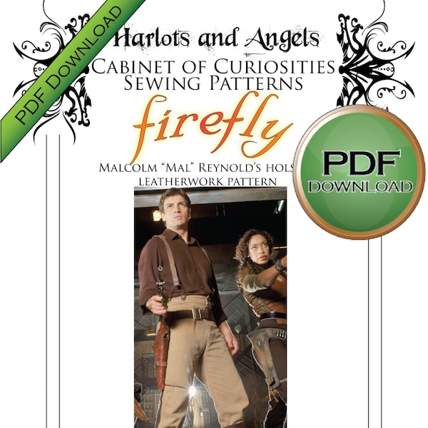 Holster Pattern for Firefly Malcolm Reynolds, Mal,  Cosplay Leather work, Leathercraft, PDF Digital Download