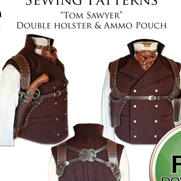 Steampunk Holster Pattern, PDF download for Leather Work,  Cosplay, Larp, Gun Holster