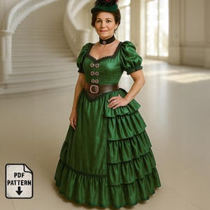 Bustle skirt Sewing Pattern, PDF Download, Victorian petticoat, Overskirt, Western; steampunk; large format plus Letter size