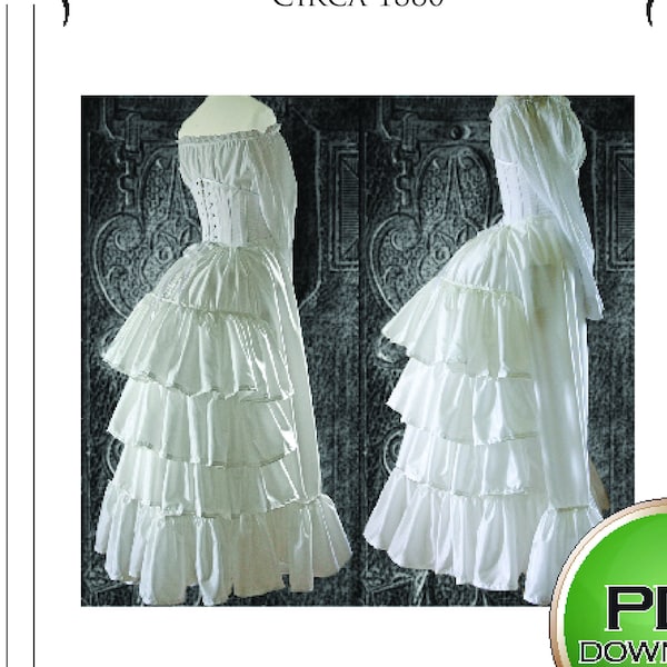Bustle skirt Sewing Pattern, PDF Download, Victorian petticoat,