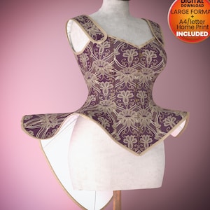 Corset Sewing Pattern, Size Medium, PDF download. Theatrical, Cosplay Steampunk, Wedding. LARP, Cosplay